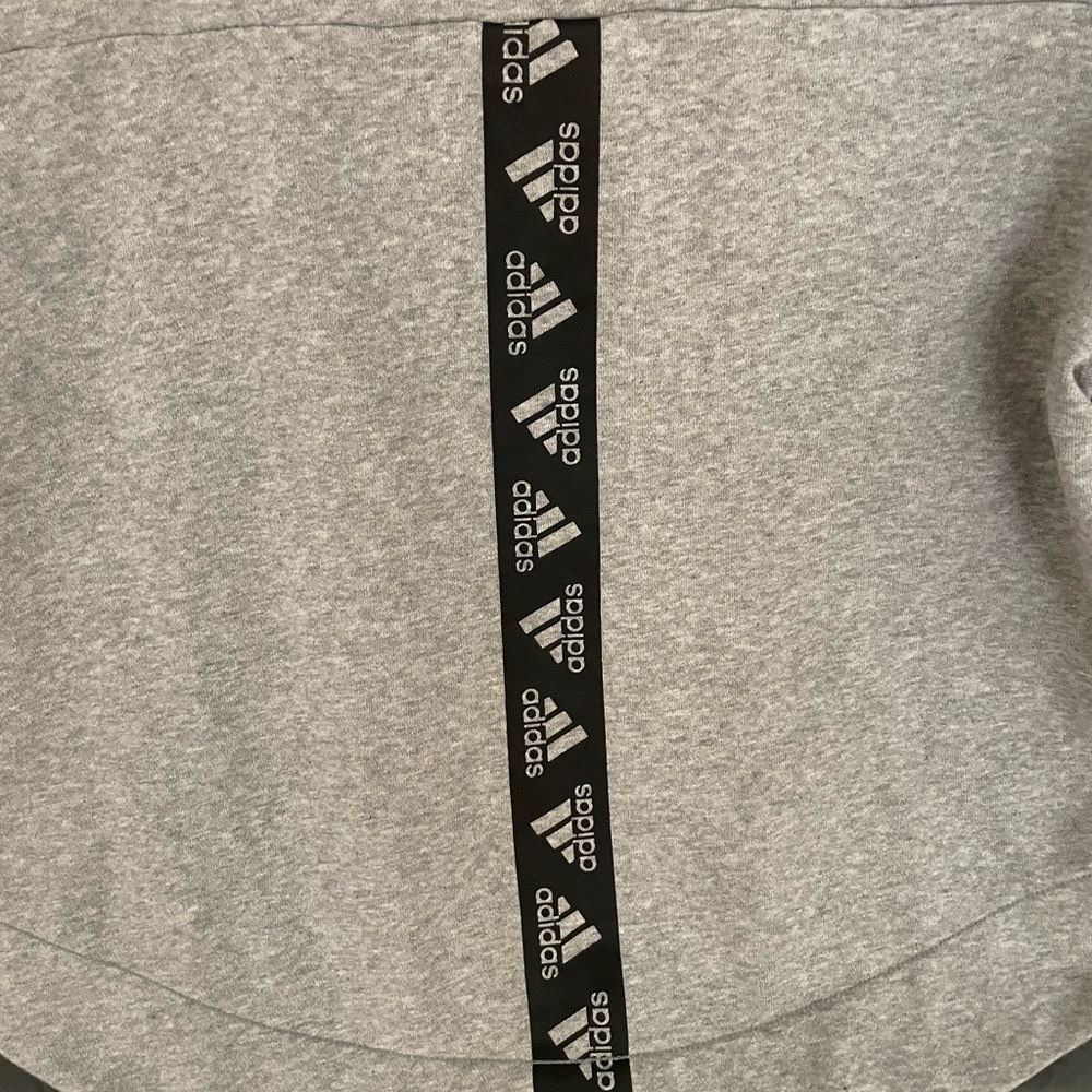 Adidas Womens Grey Cropped High Low Cowl Neck Sweatshirt with Stripe - Size L - Picture 7 of 8